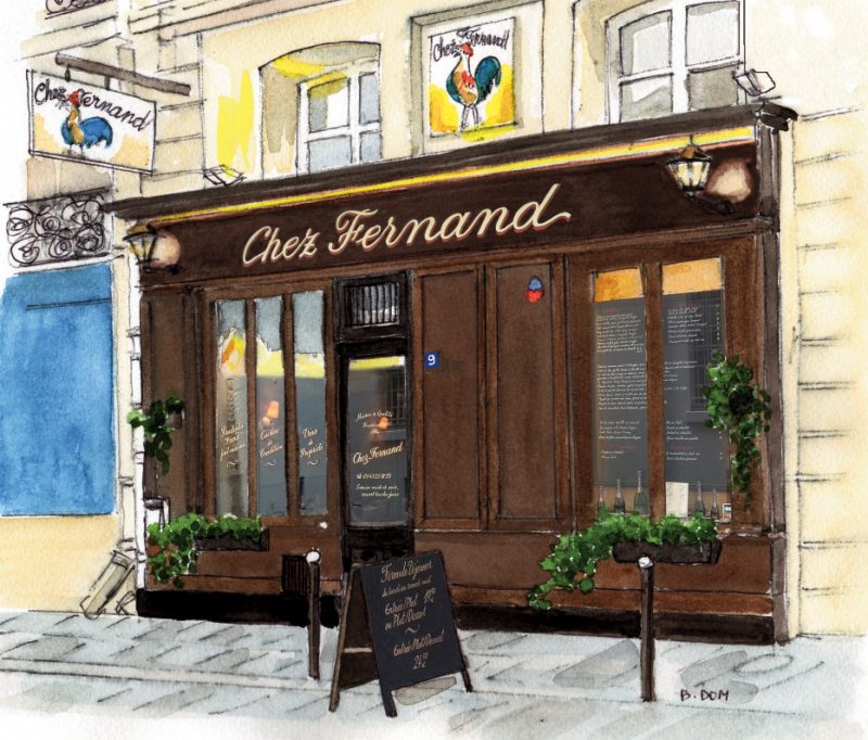 Chez Fernand French restaurant on rue Christine in Paris for food